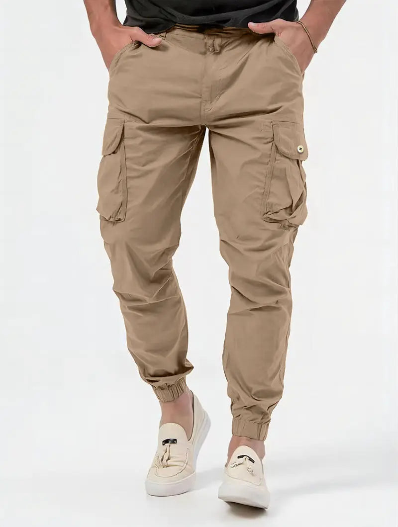 Men's Cargo Trousers With Three-dimensional Pockets Solid Color Casual Pants - Nyaabs