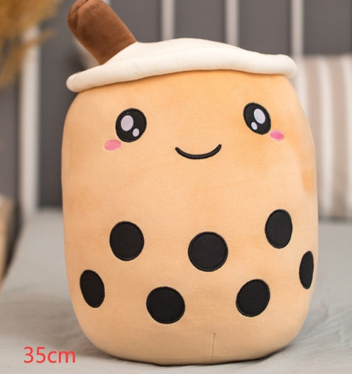 Cute Fruit Drink Plush Stuffed Soft Strawberry Milk Tea Plush Boba Tea Cup Toy Bubble Tea Pillow Cushion Kids Gift - Nyaabs