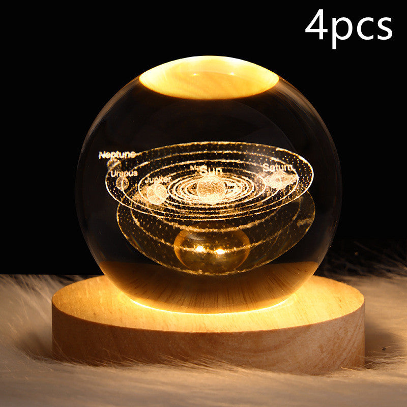 LED Night Light Galaxy Crystal Ball Table Lamp 3D Planet Moon Lamp Bedroom Home Decor For Kids Party Children Birthday Gifts nyaabs.com