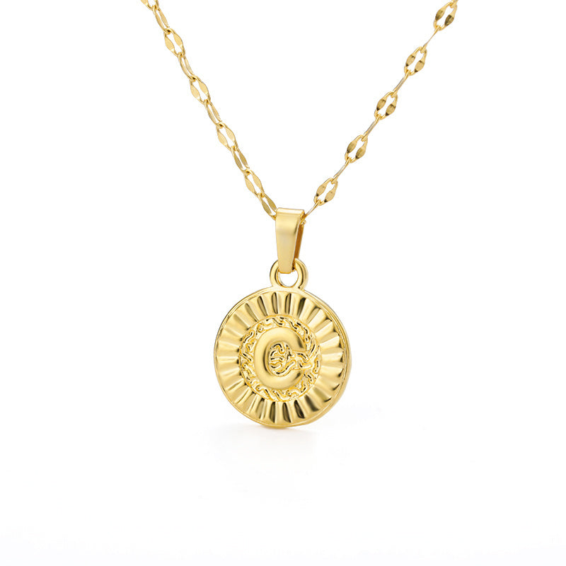 English Alphabet Disc Necklace Women And Men - Nyaabs