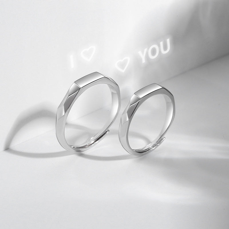 S925 Sterling Silver Rings By Light Reflect Show Surprise Love Pattern Surface Hidden New Jewelry Romantic Party Gift Wedding Engagement - Nyaabs