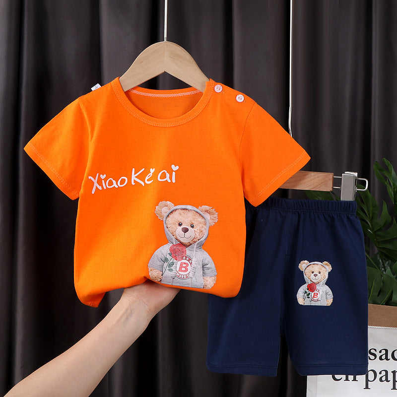 Two-piece Cotton T-shirt With Short Sleeves For Boys And Girls - Nyaabs