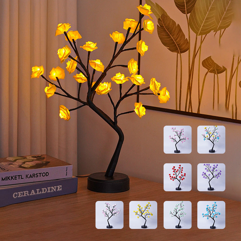 Table Lamp Flower Tree Rose Lamps Fairy Desk Night Lights USB Operated Gifts For Wedding Valentine Christmas Decoration - Nyaabs