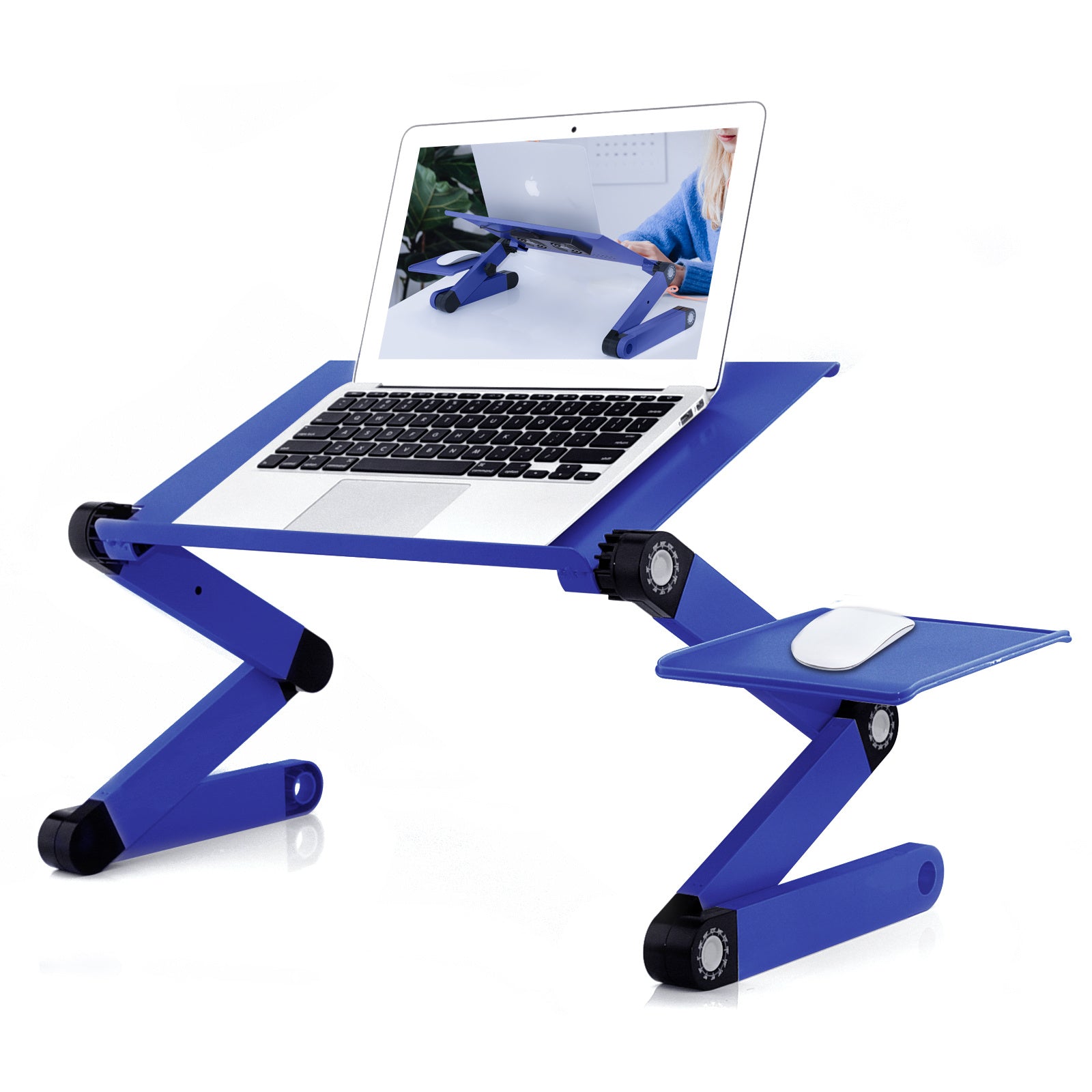 Adjustable Laptop Stand, RAINBEAN Laptop Desk with 2 CPU Cooling USB Fans for Bed Aluminum Lap Workstation Desk with Mouse Pad, Foldable Cook Book Stand Notebook Holder Sofa,Amazon Banned nyaabs.com