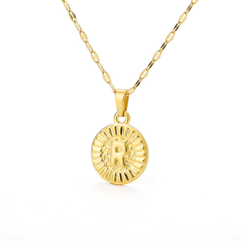 English Alphabet Disc Necklace Women And Men - Nyaabs