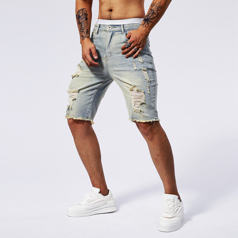 Leisure Ripped Slim Fit Denim Shorts - Nyaabs