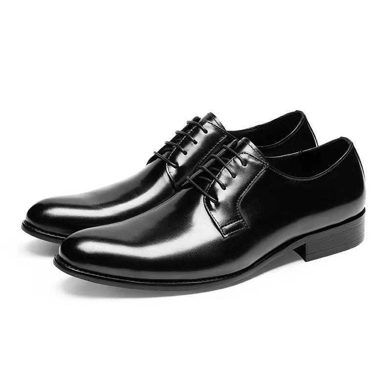 Men's Leather Shoes Breathable Lace Up Hand-rub Color nyaabs.com