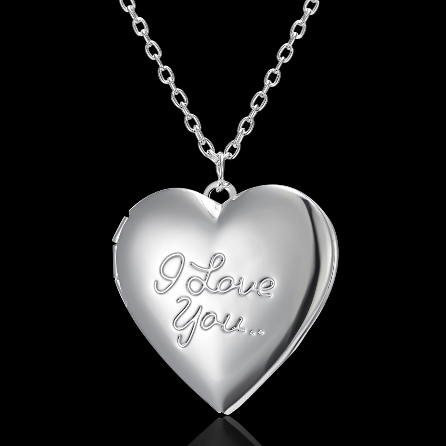 Carved Design Love Necklace Personalized Heart-shaped Photo Frame Pendant Necklace For Women Family Jewelry For Valentine's Day - Nyaabs