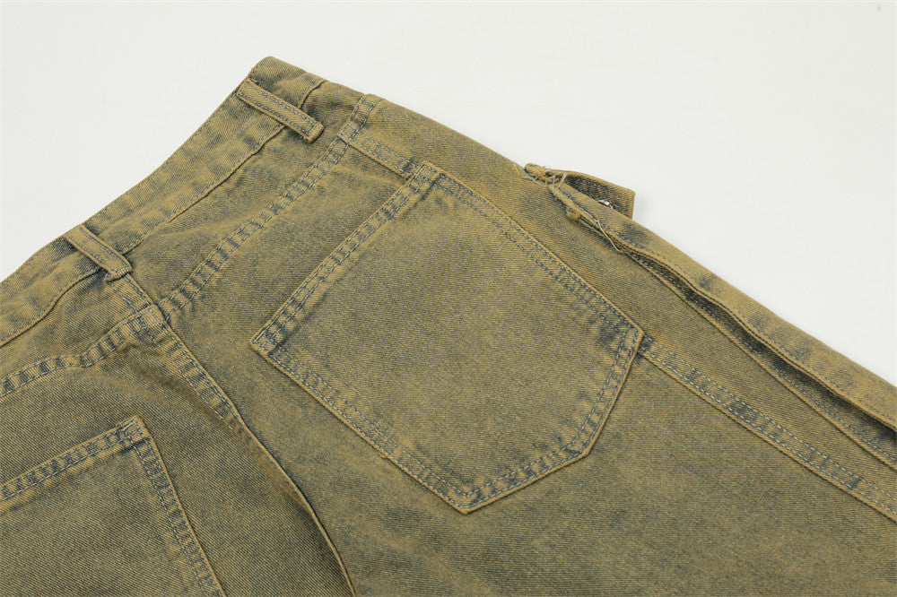 Make Old Ripped Cargo Jeans Men's Dyeing - Nyaabs