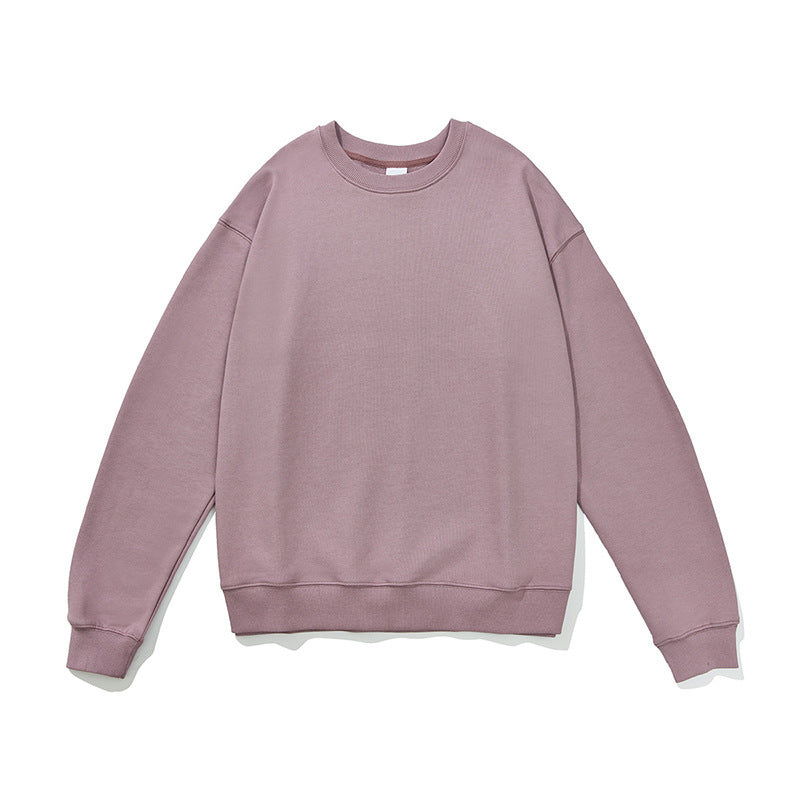 380g Terry Cotton Round Neck Sweater Loose European And American Retro FOG Color Matching - Nyaabs