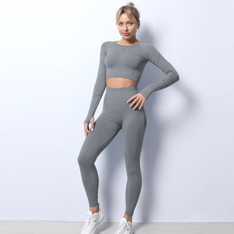 Breathable Sports Seamless Knit Yoga Wear Set - Nyaabs