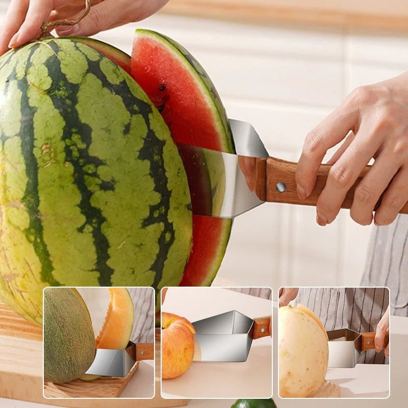 New Watermelon Splitter Watermelon Cutting Artifact 430 Stainless Steel Cutting Piece Splitter Household Melon Triangle Cutting Knife Fruit Knife Kitchen Gadgets - Nyaabs