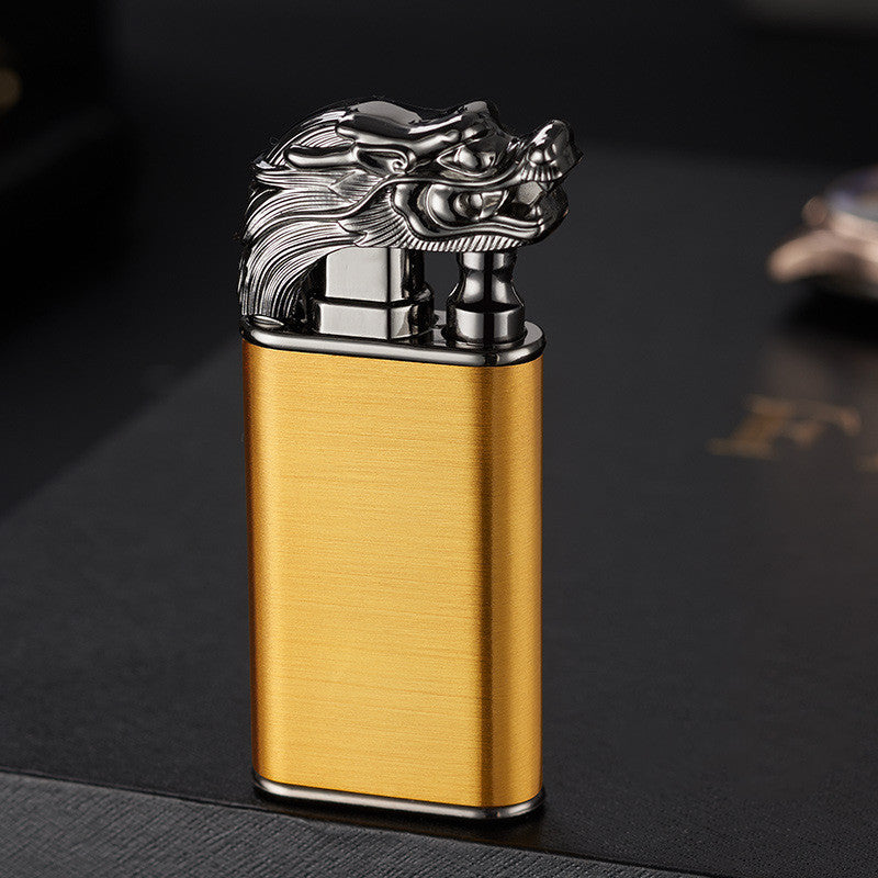 Creative Blue Flame Lighter Dolphin Dragon Tiger Double Fire Metal Winproof Lighter Inflatable Lighter nyaabs.com