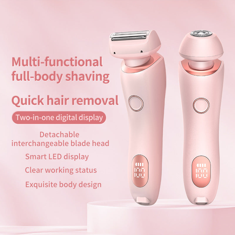 2 In 1 Hair Removal Epilator USB Rechargeable Trimmer Women Body Razor Face Leg Armpit Bikini Hand Pubic Shaver Hair Remover - Nyaabs