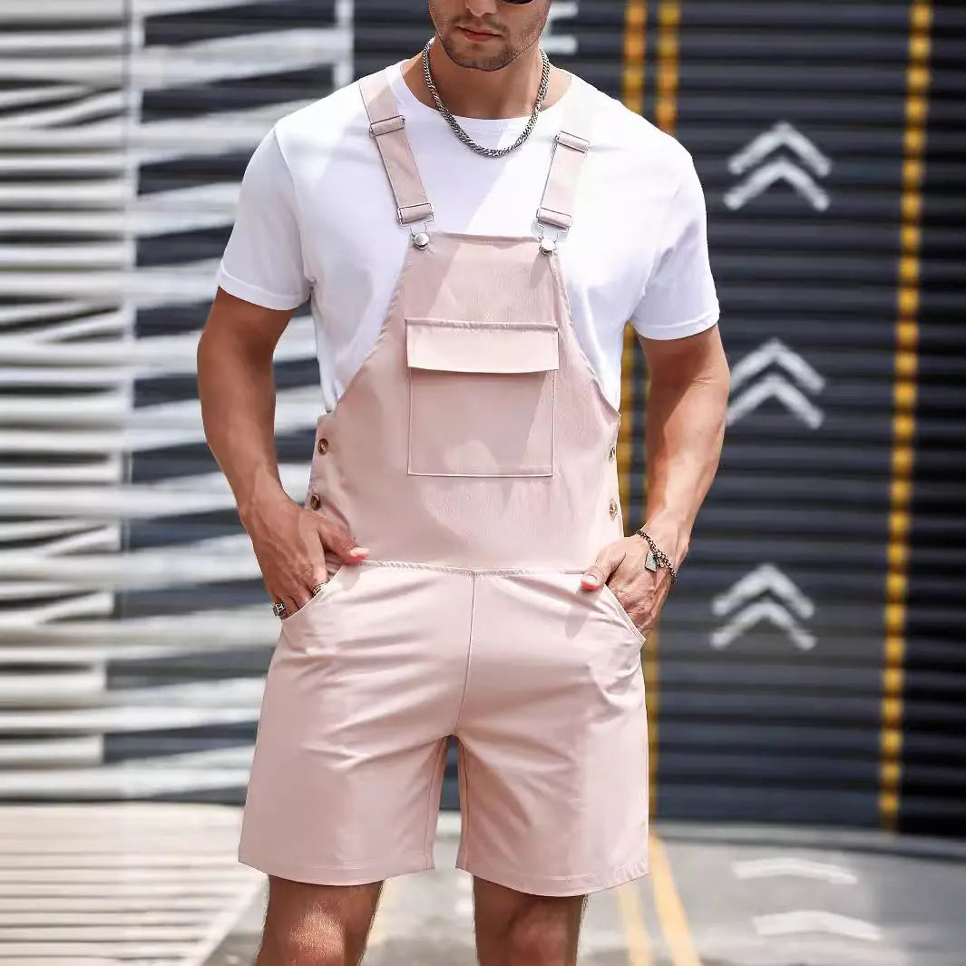 Men's Solid Color Fashion Casual Suspender Trousers - Nyaabs