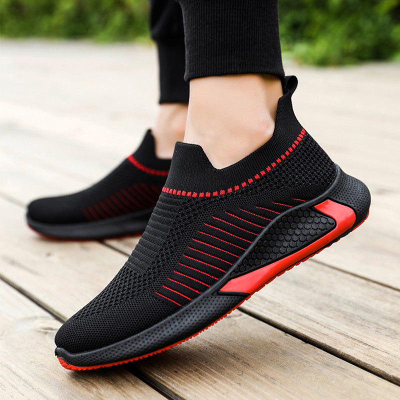 Fashion Mesh Sock Shoes With Striped Design Men Outdoor Breathable Slip-on Sneakers Csuale Lightweight Running Sports Shoes - Nyaabs