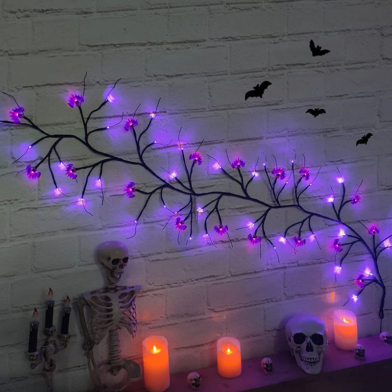 Halloween LED Willow Vine String Light Cool Cartoon Bat Pumpkin Decoration For Indoor Outdoor Party House Decor - Nyaabs