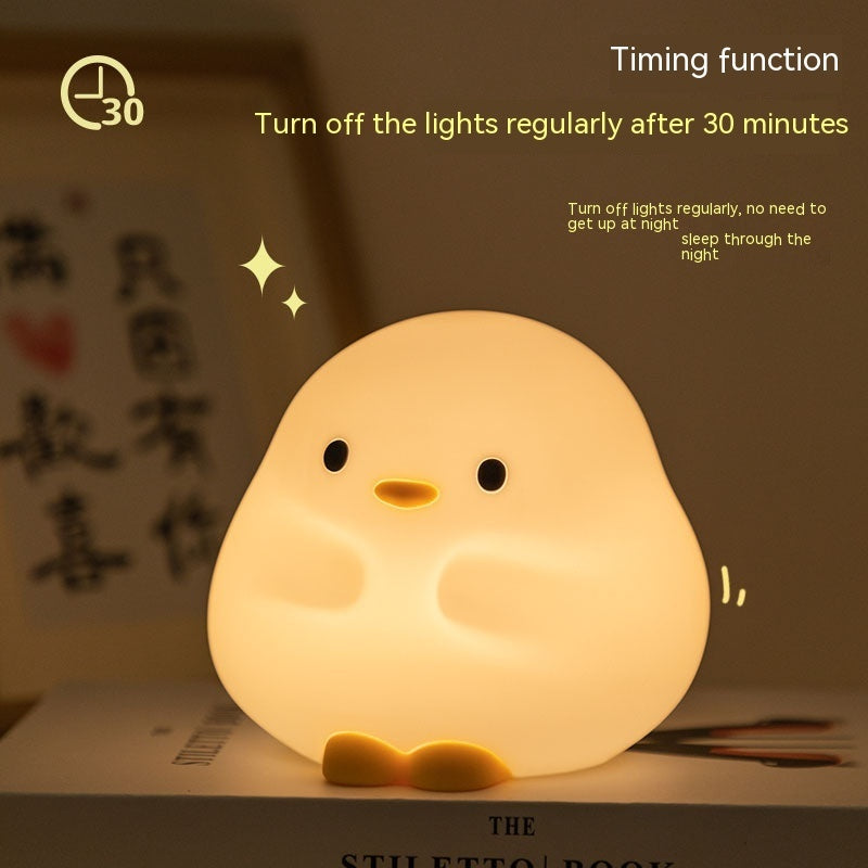 Cute Duck LED Night Lamp Cartoon Silicone USB Rechargeable Sleeping Light Touch Sensor Timing Bedroom Bedside Lamp For Kid Gift Home Decor - Nyaabs