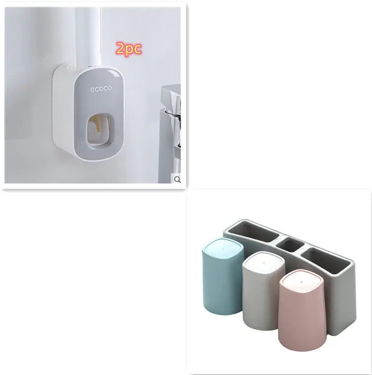 Wall Mounted Automatic Toothpaste Holder Bathroom Accessories Set Dispenser - Nyaabs