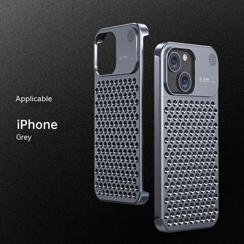 Aluminum Alloy Phone Case For 14 13 Pro Max Plus Hollow Heat Dissipation Anti-fall Full Body Shockproof Phone Cove - Nyaabs