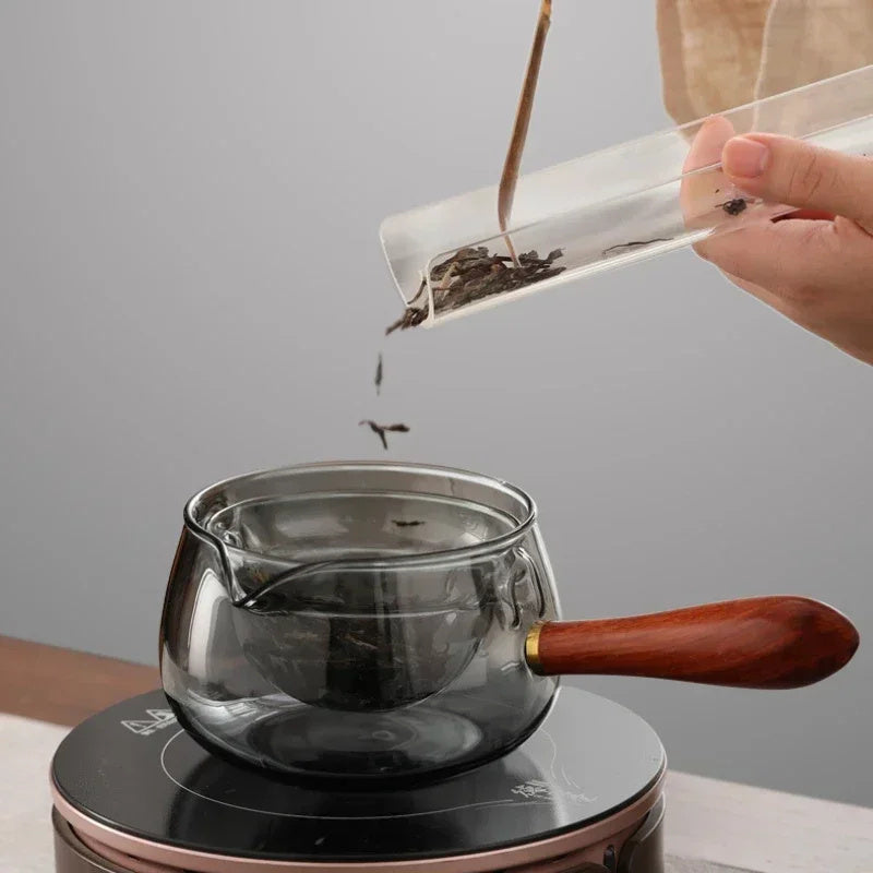 Semi-automatic Rotary Heat-resistant Glass Teapot Lazy Tea Making With Infuser And Wooden Handle Office Home Accessories Kitchen Gadgets - Nyaabs