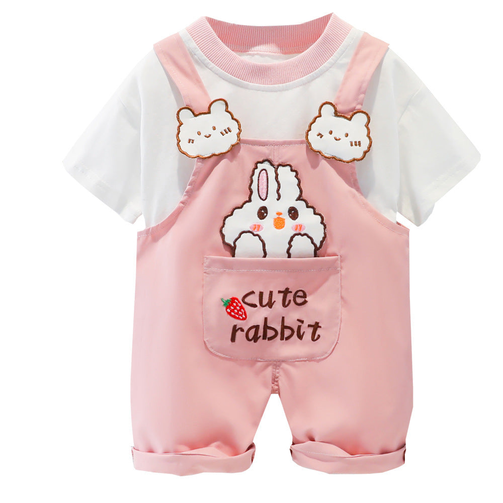 Children's Clothing Men And Women Baby Summer Cartoon Short-sleeved Overalls - Nyaabs