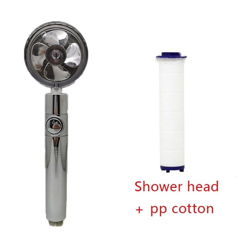 Shower Head Water Saving Flow 360 Degrees Rotating With Small Fan ABS Rain High Pressure Spray Nozzle Bathroom Accessories nyaabs.com