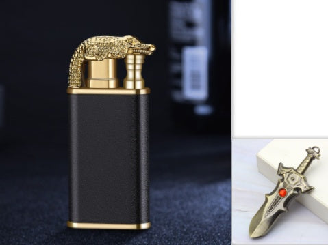 Creative Blue Flame Lighter Dolphin Dragon Tiger Double Fire Metal Winproof Lighter Inflatable Lighter nyaabs.com