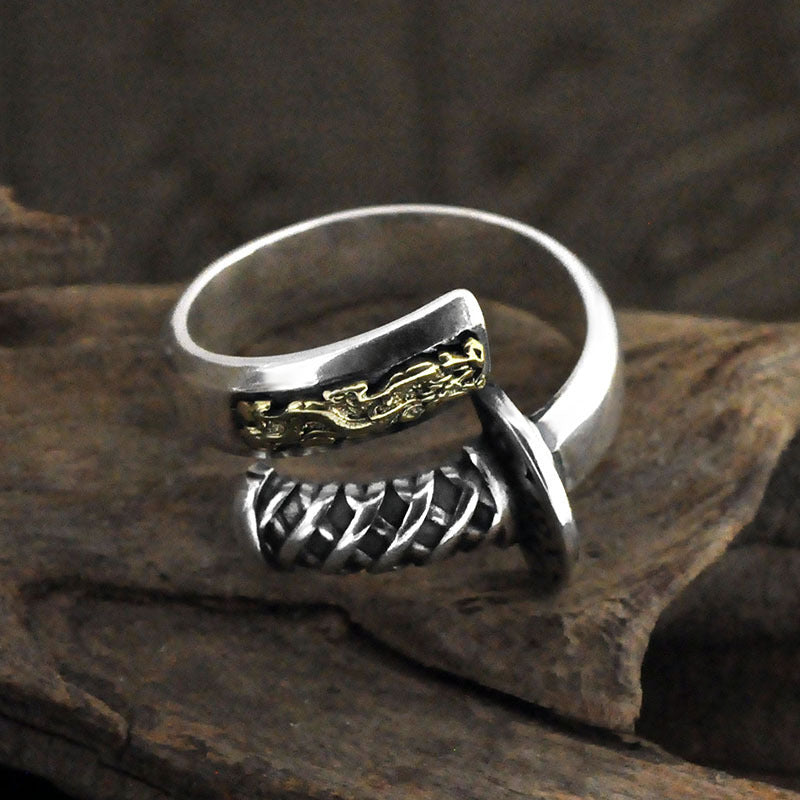 S925 Silver Retro Distressed Ring Men - Nyaabs