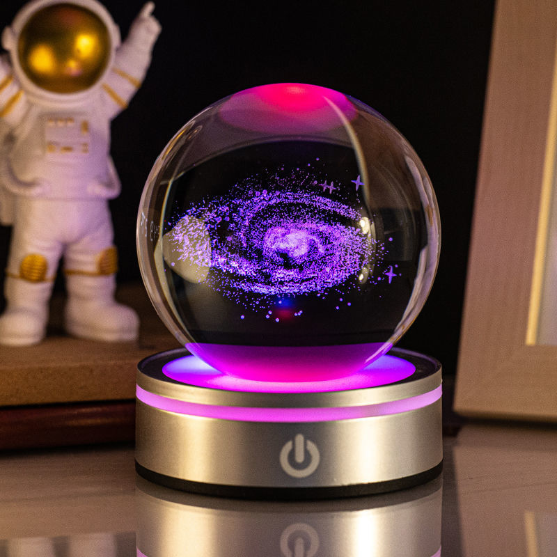 Creative 3D Inner Carving Luminous Crystal Ball Colorful Gradient Small Night Lamp Home Decorations Gifts Selection - Nyaabs