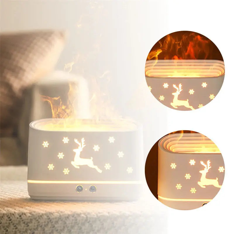 Elk Flame Humidifier Diffuser Mute Household Atmosphere Lamp Christmas Home Decorations - Nyaabs