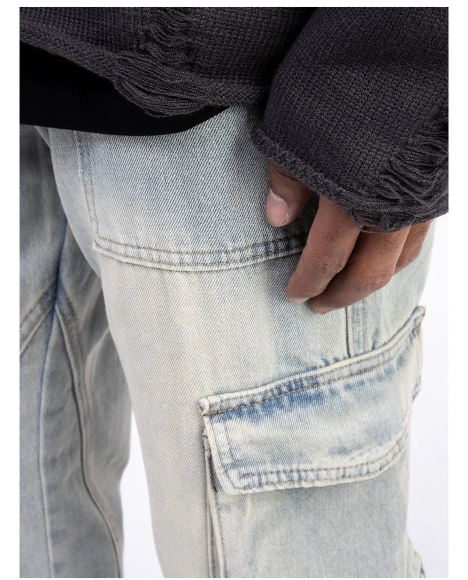 American Style Autumn And Winter Washed And Made Old Micro Elastic Jeans With Zipper Design At The Hem For Casual Pants - Nyaabs