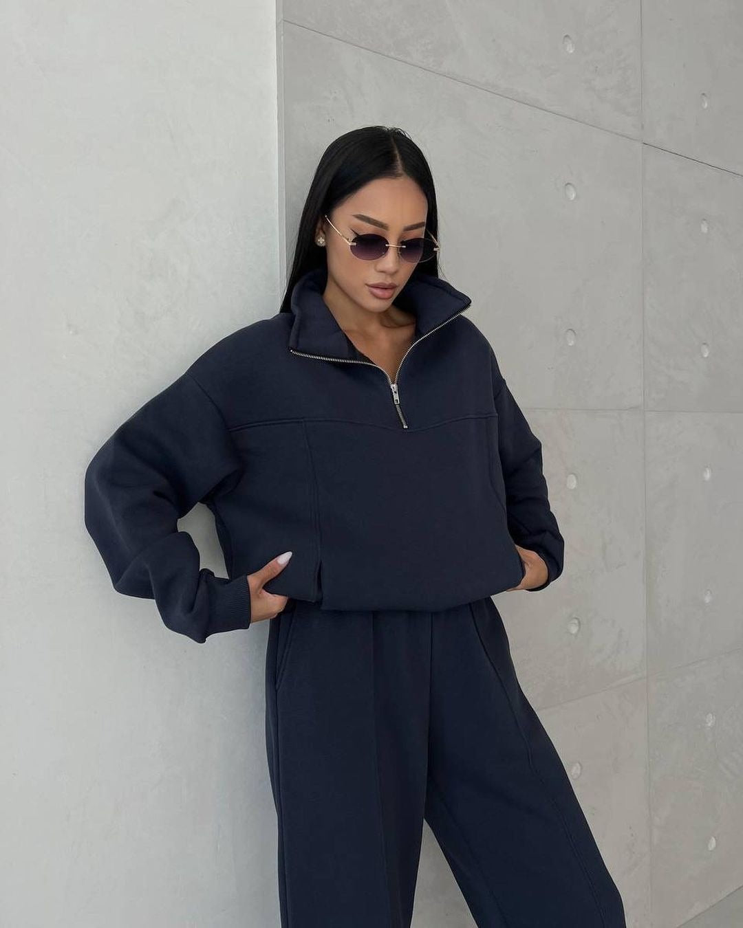 Y2K Winter Jogging Women Two Piece Set Female Zipper Coat Casual Pants Tracksuit Autumn Jacket Fashion Contrast Sport Wear Set - Nyaabs