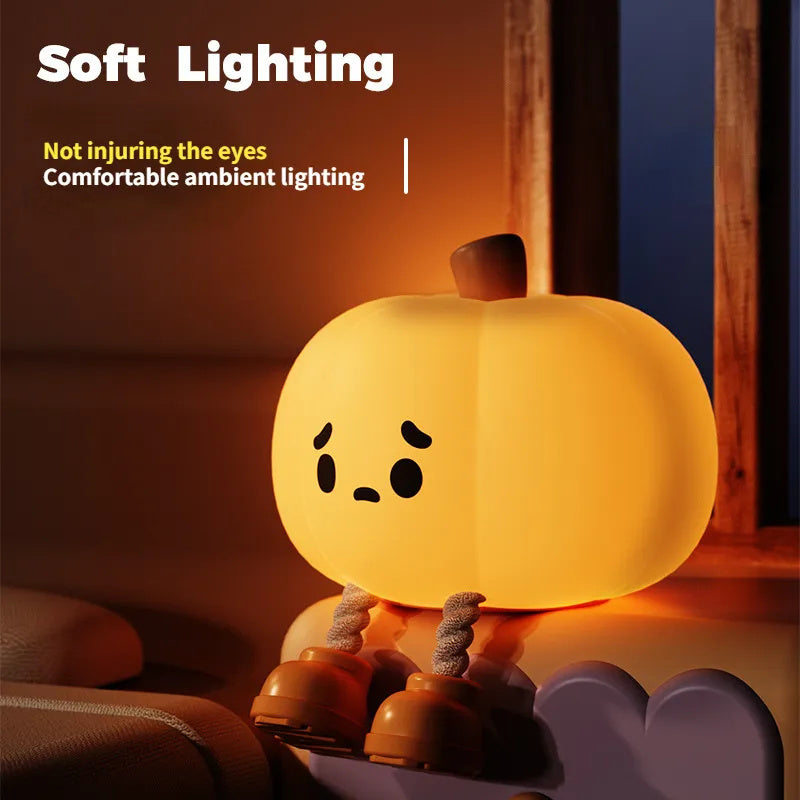 Home Decor Halloween Pumpkin Night Light Cute Soft Silicone Lamp Touch  Dimmable Rechargeable Bedside Decor Light Kids Gifts Halloween Decorations - Nyaabs