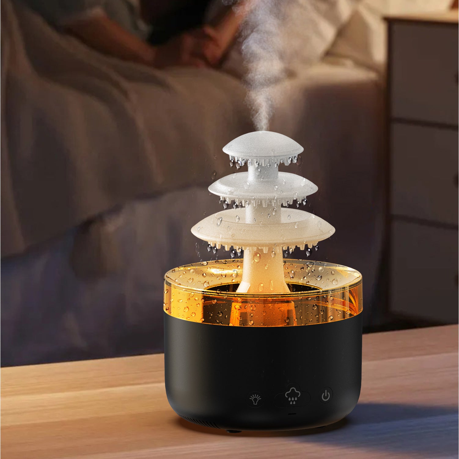 New Cloud Rain Air Humidifier Essential Oil Aromatherapy Diffuser USB Mute Mist Air Humidifier With Colorful Light - Nyaabs