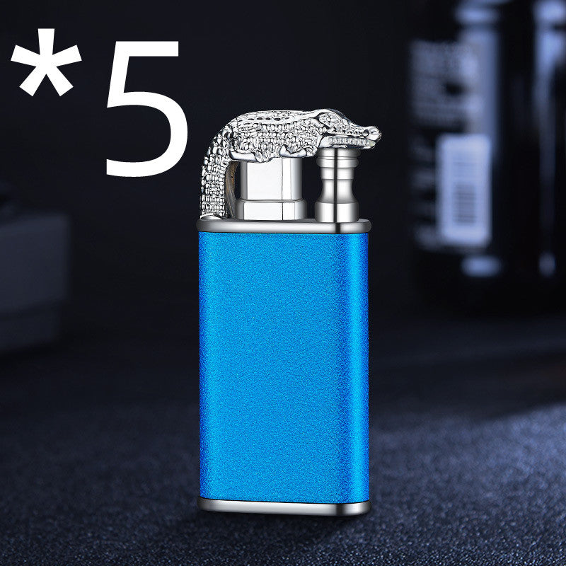 Creative Blue Flame Lighter Dolphin Dragon Tiger Double Fire Metal Winproof Lighter Inflatable Lighter nyaabs.com