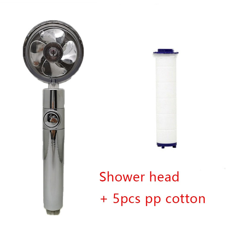 Shower Head Water Saving Flow 360 Degrees Rotating With Small Fan ABS Rain High Pressure Spray Nozzle Bathroom Accessories nyaabs.com