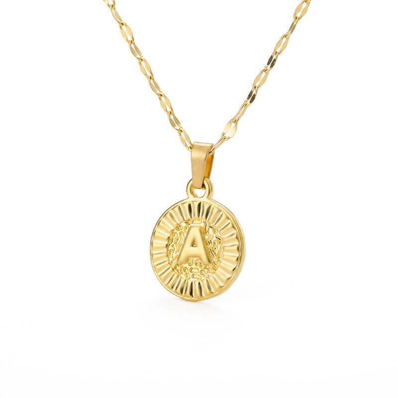 English Alphabet Disc Necklace Women And Men - Nyaabs