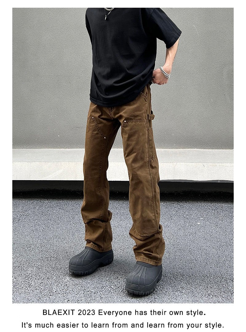 Men's Logging Workwear Straight Casual Jeans - Nyaabs