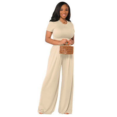 Fashion Casual Wide Leg Two-piece Set - Nyaabs