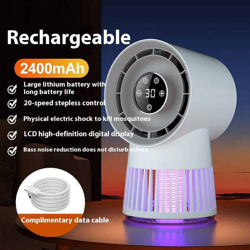 Creative 2-in-1 Mosquito Killing Mini Desk Fan Electric Mosquito Killer USB Rechargeable Fan Night Lamp Home And Outdoor Supplies - Nyaabs