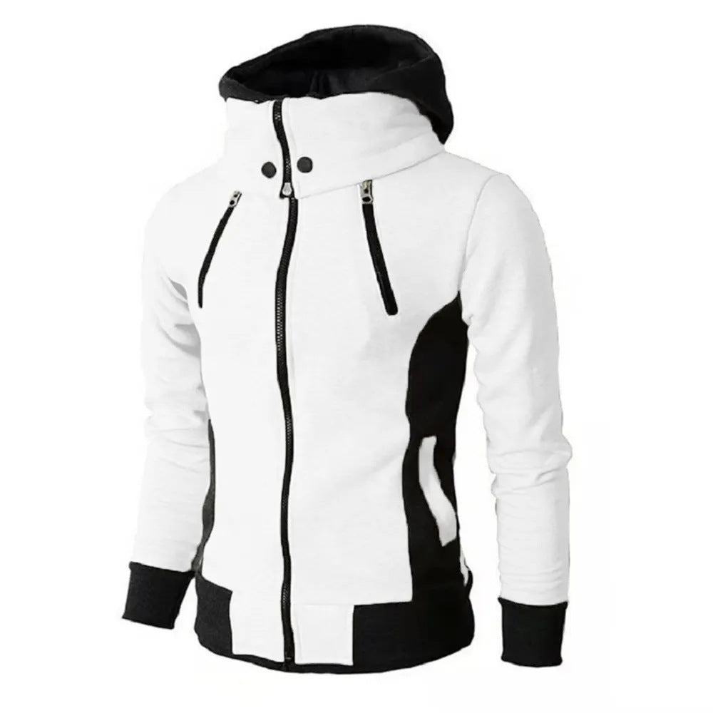 Men's Zip UP Hooded Jacket Fake Two Piece Sports Cardigan Casual Slim Sweatshirt Jacket - Nyaabs