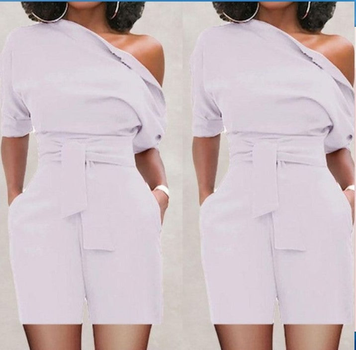 Women's Shoulder Button One-piece Shorts Suit - Nyaabs