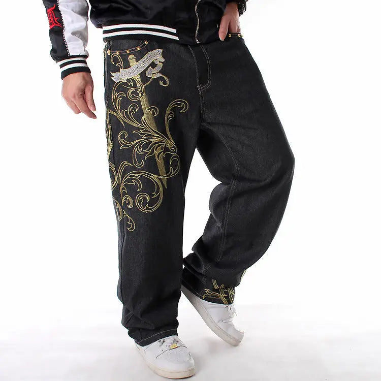 Creative Embroidery Hip Hop Jeans Male - Nyaabs