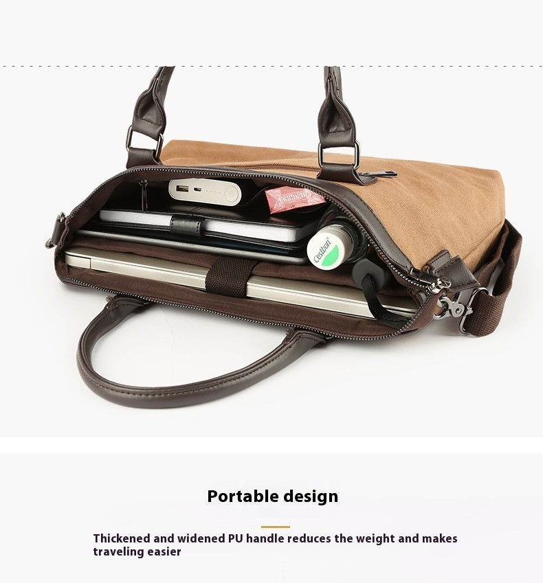 Canvas Shoulder Messenger Bag Men's Business Handheld Briefcase nyaabs.com