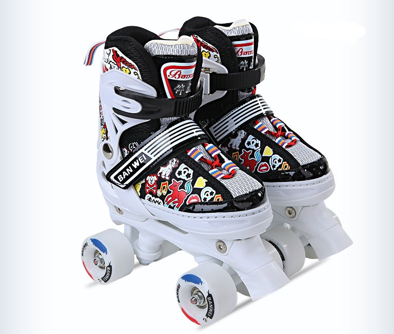 Children's Double-row Four-wheel Roller Skate Protective Gear Set - Nyaabs