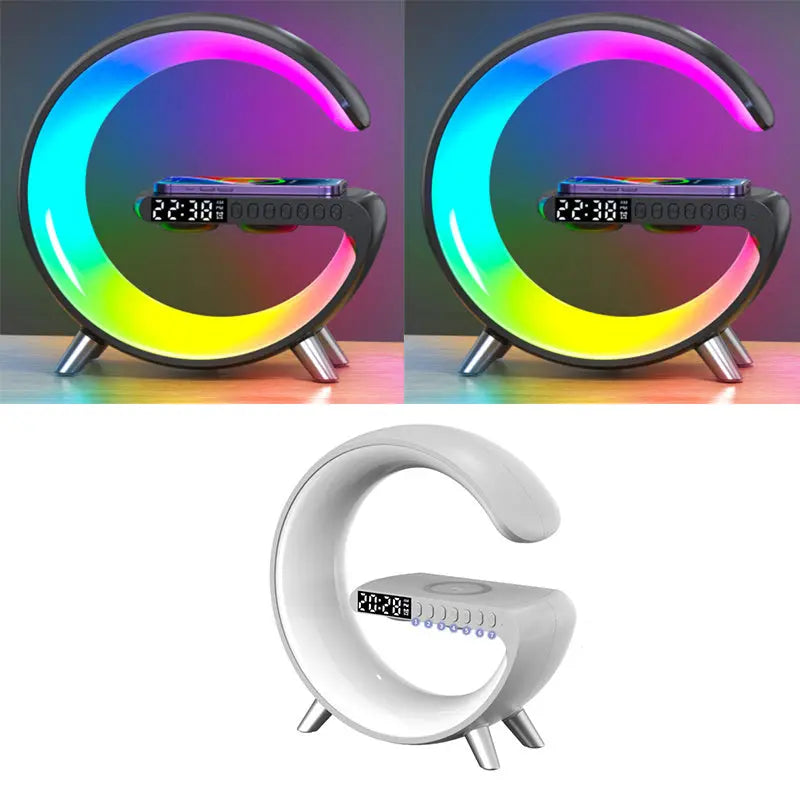 New Intelligent G Shaped LED Lamp Bluetooth Speake Wireless Charger Atmosphere Lamp App Control For Bedroom Home Decor - Nyaabs