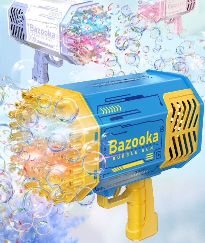 Bubble Gun Rocket 69 Holes Soap Bubbles Machine Gun Shape Automatic Blower With Light Toys For Kids Pomperos - Nyaabs