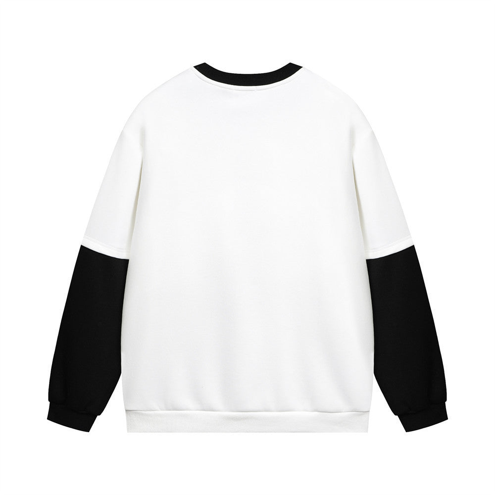 Contrast-color Stitching Sweatshirt Fake Two-piece - Nyaabs