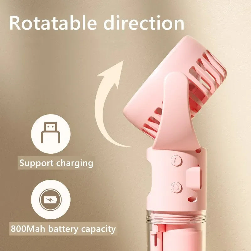 Portable Handheld Spray Fan 4-Speed Water Spray Mist Fan Summer Cooling Artifact USB Charging Summer Supplies Outdoor Mini Fan - Nyaabs